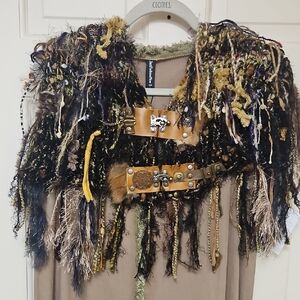 Hand Made Gothic Steam Punk Art Scarf Shawl